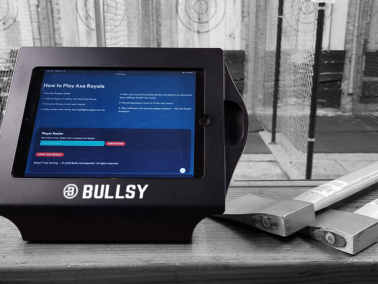 Axe Royale played on an iPad at the Agawam Axe House. Photo by Anneliese Townsend